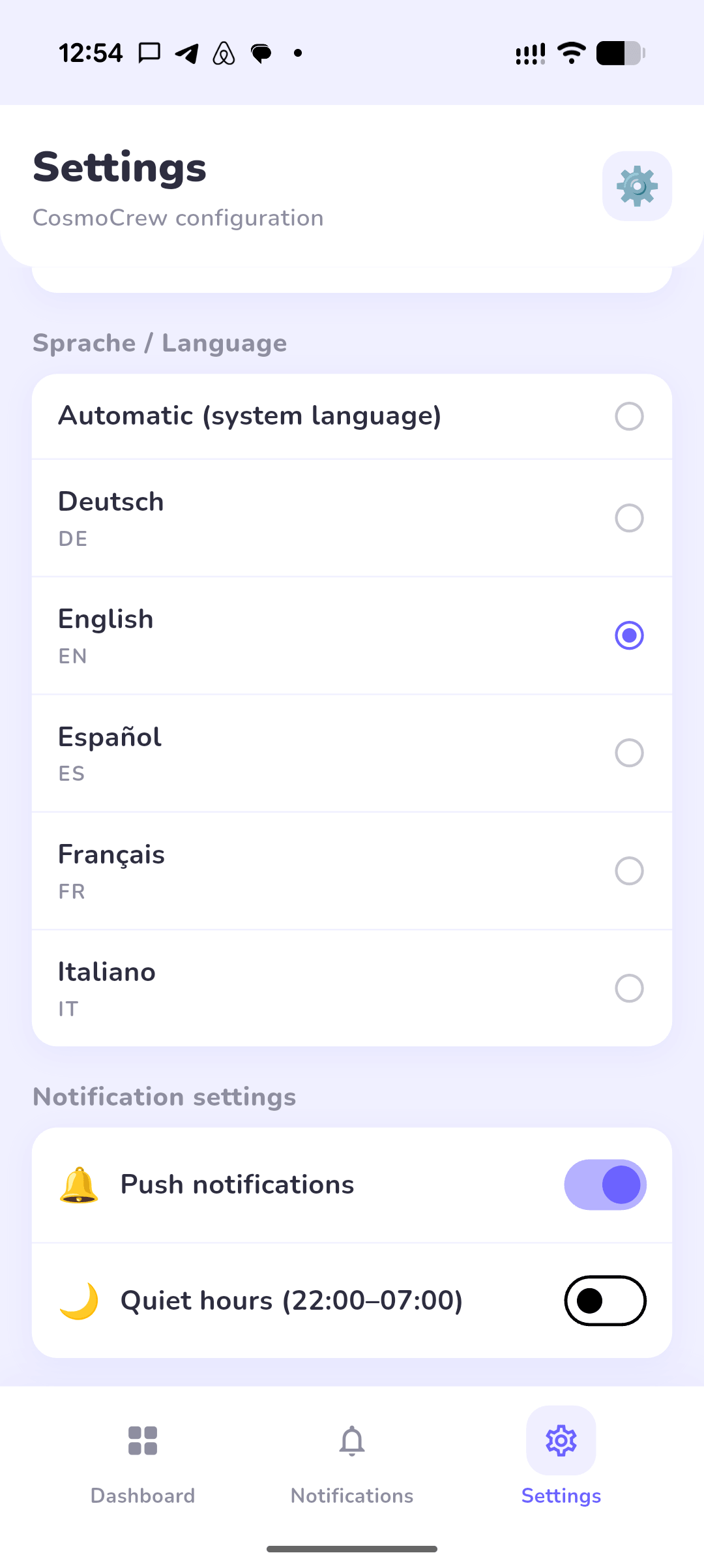 Erweiterte Einstellungen der Eltern-App