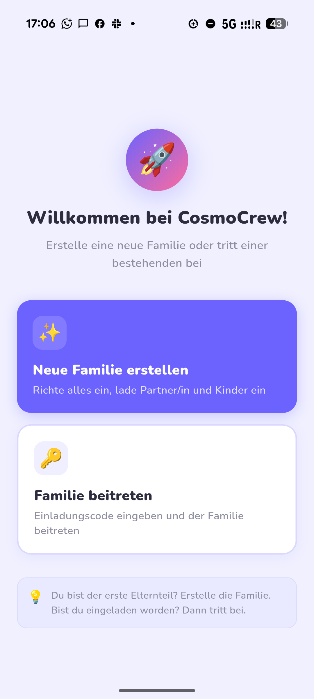 Familie erstellen in der Eltern-App