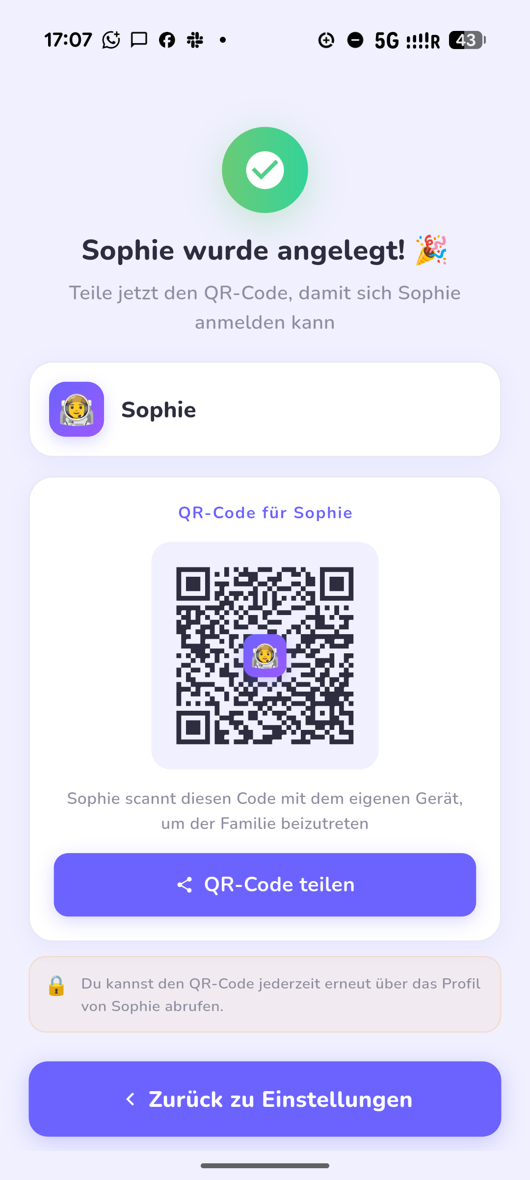 Erweiterte Einstellungen der Eltern-App