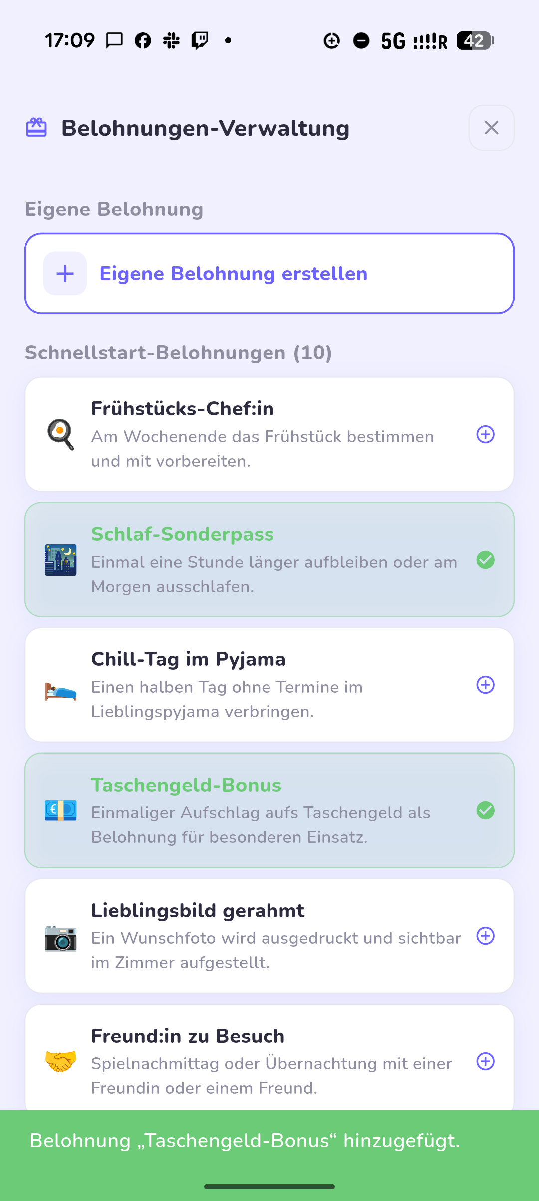 Übersicht über Kinder und deren Aufgaben