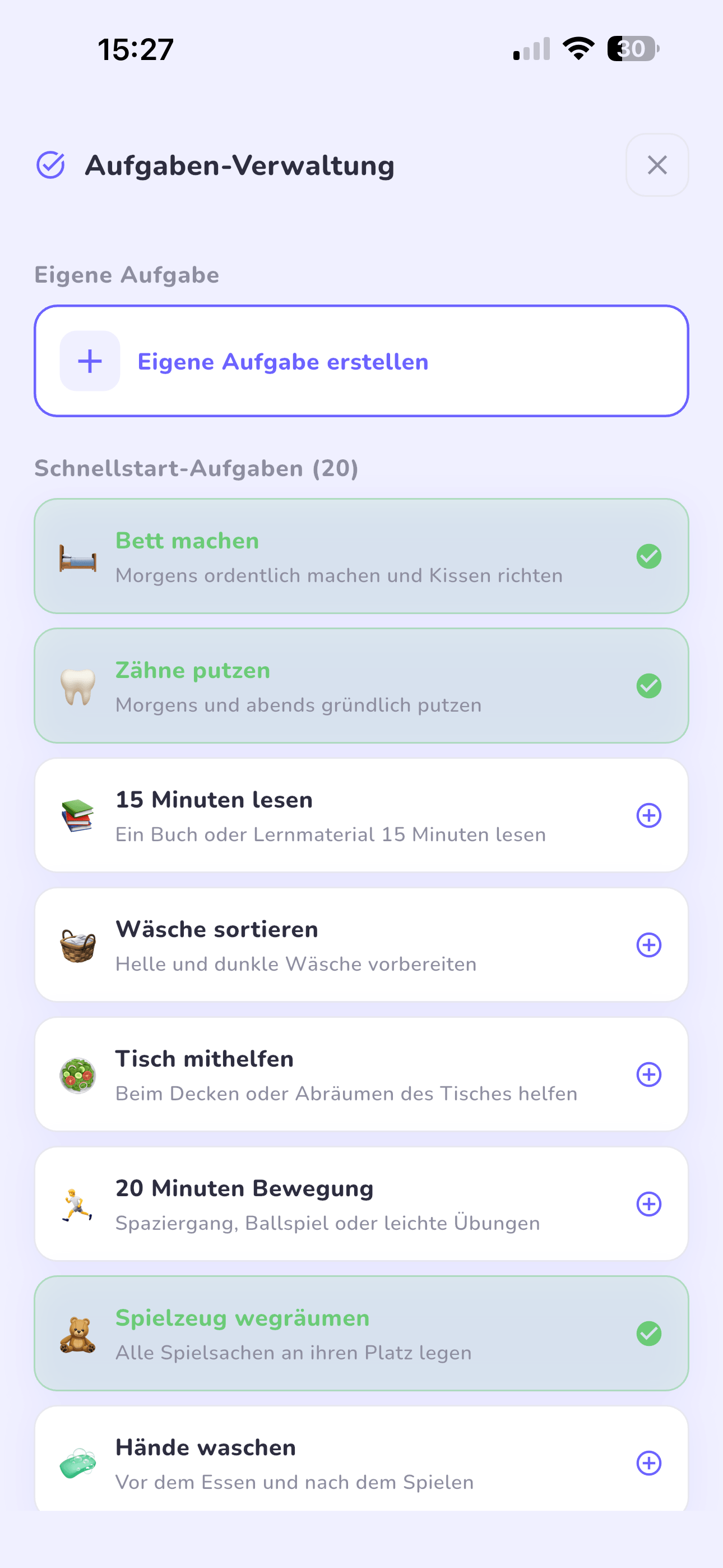 Aufgaben-Verwaltung mit Vorlagen