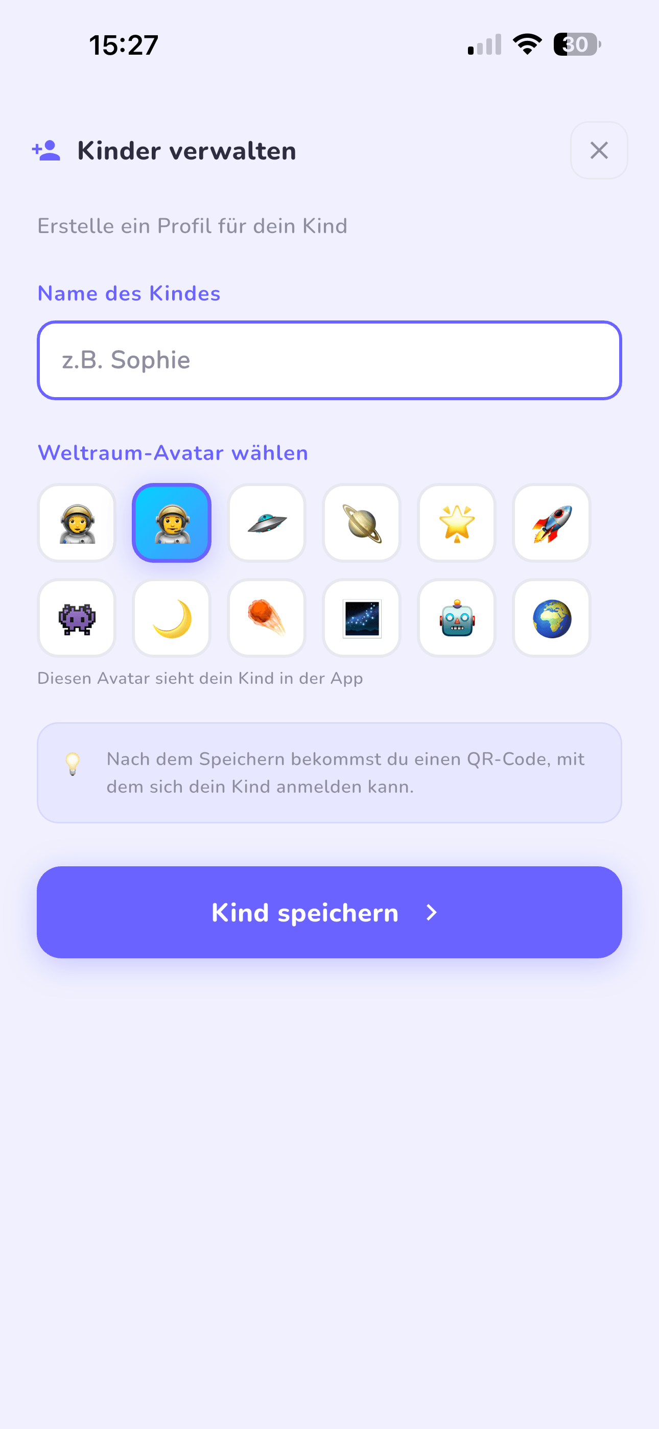 Kinder-Verwaltung in der Eltern-App