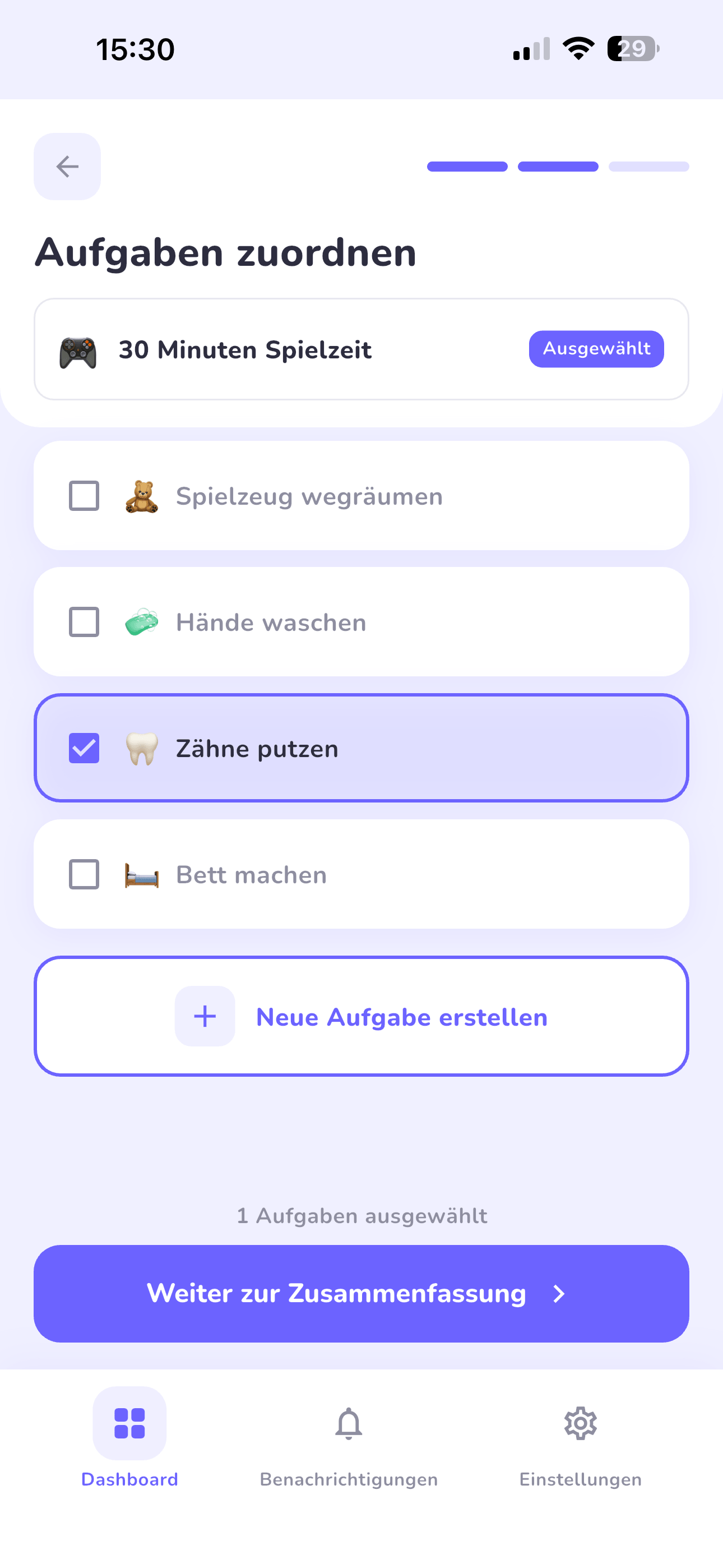 CosmoCrew Eltern-Ansicht: Mission erstellen